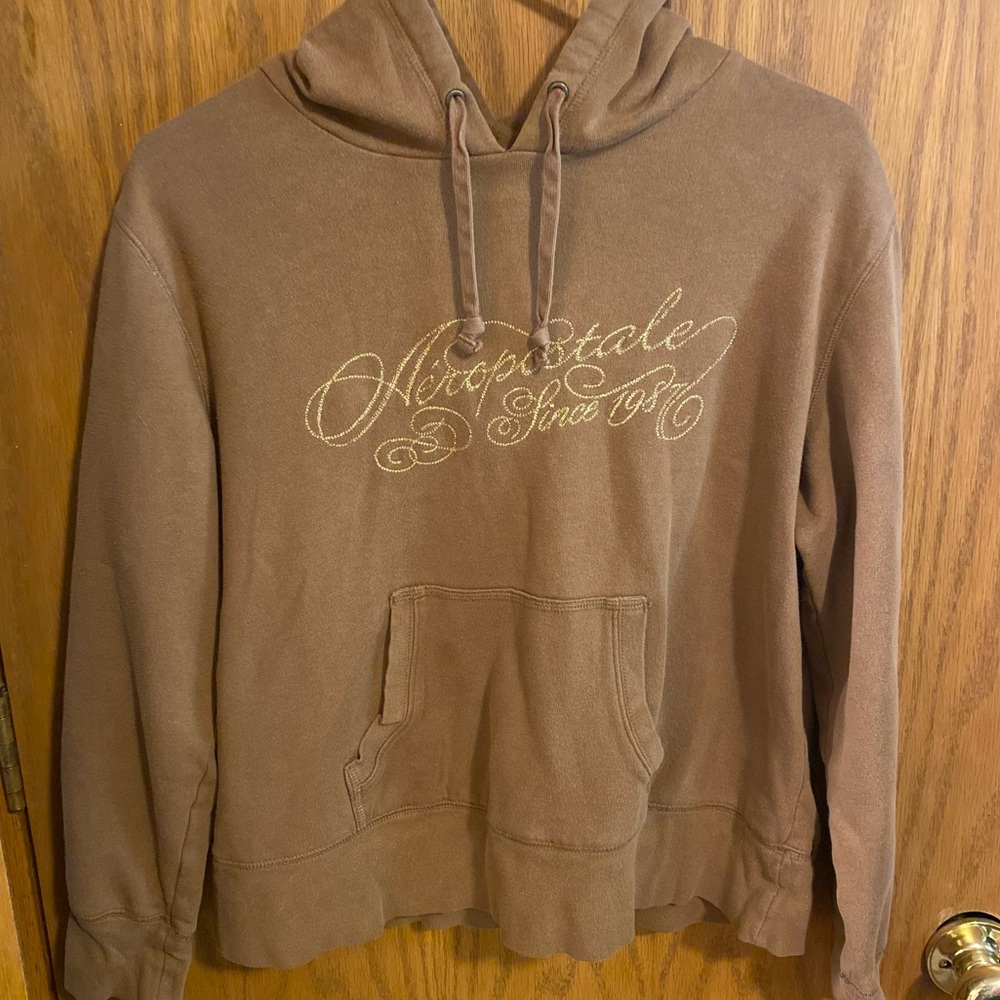 vintage brown aeropostale cropped hoodie